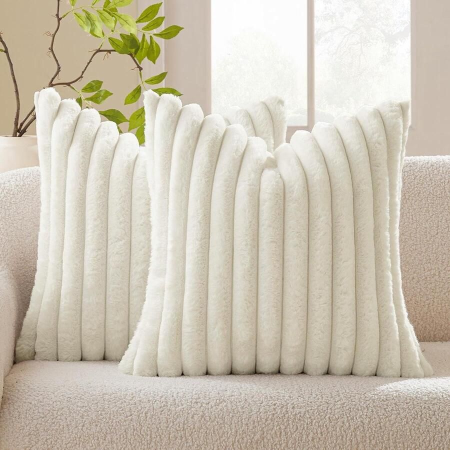 Pluche fluwelen kussensloop Kerstmis decoratie zacht en modern gladde ritssluiting wasbaar woonkamer en bank set van 2 45 x 45 cm beige