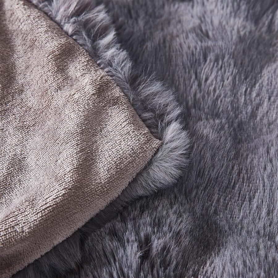 Pluche knuffeldeken donzige deken superzachte knuffelige donzige dekbedden 1200 GSM konijnenimitatiebontdeken lichtgewicht dekens warme knuffeldeken voor bank bed sofa (B 100 x L 160 cm donkergrijs)