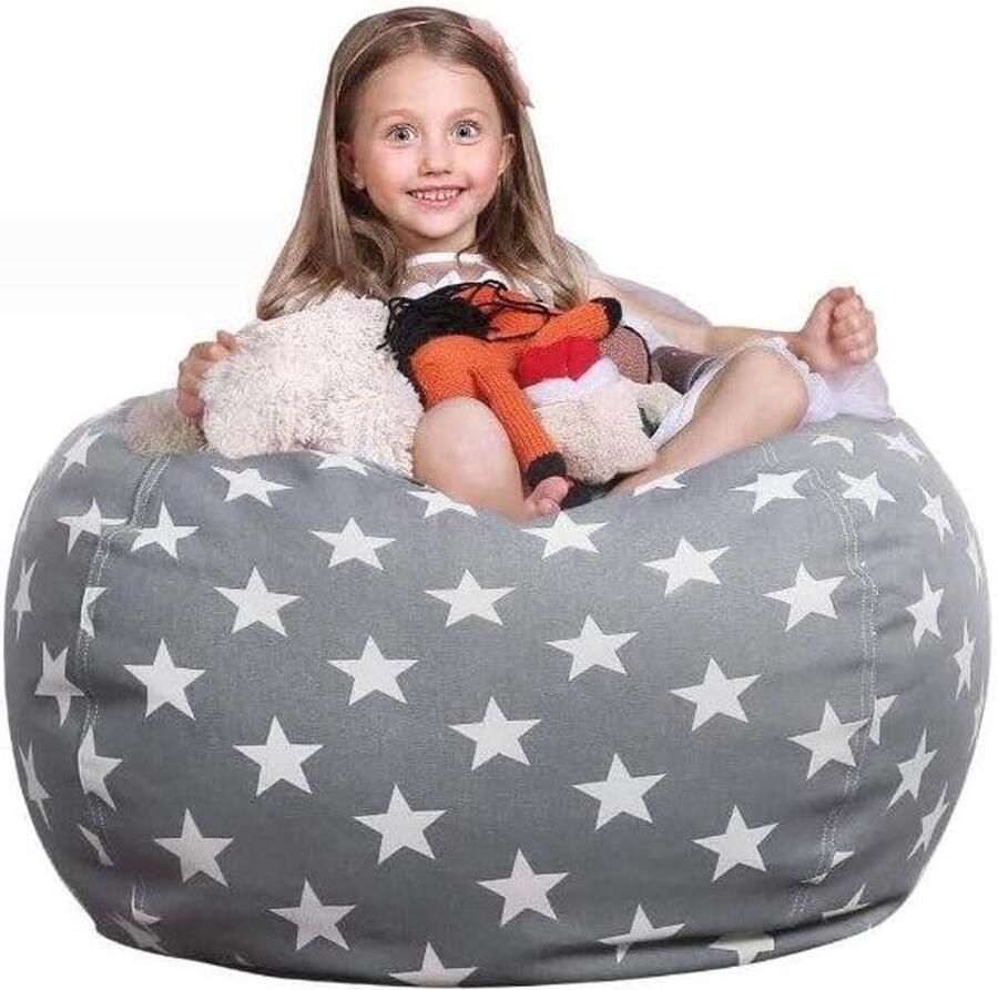 Pluche zitzak Opbergtas speelgoed Comfortabel Grijs Stof