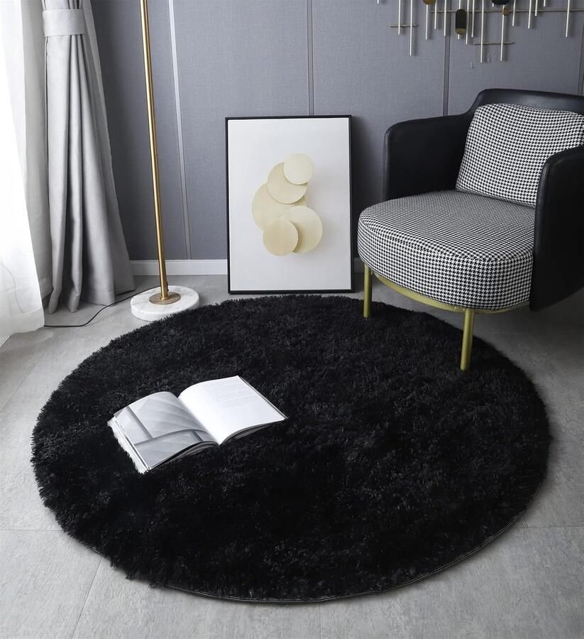 Pluizig Pluche Tapijt Antislip & Superzacht 1 stuk Rond Polyester