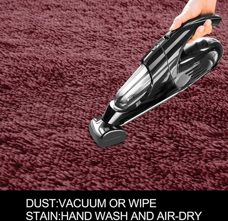 Pluizig Rechthoekig Vloerkleed 2'X3' in Bordeaux voor Slaapkamer Woonkamer Kinderkamer