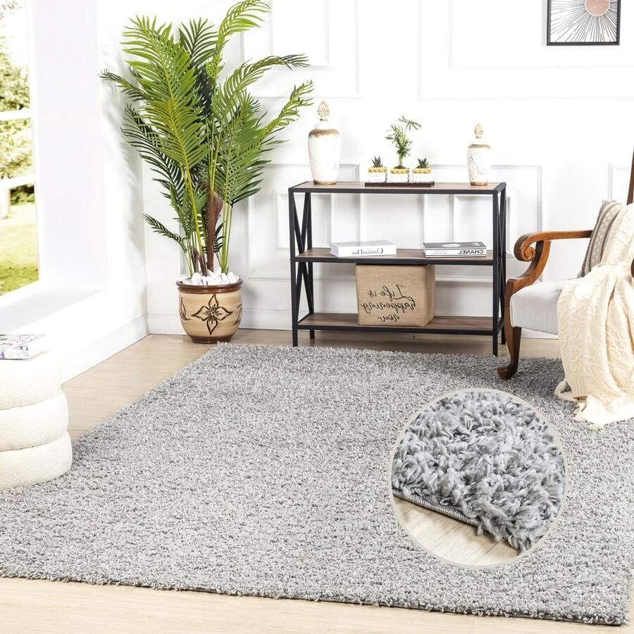 Pluizig shaggy tapijt voor woonkamer slaapkamer abstract langpolig tapijt wit groot tapijt 120 cm grijs
