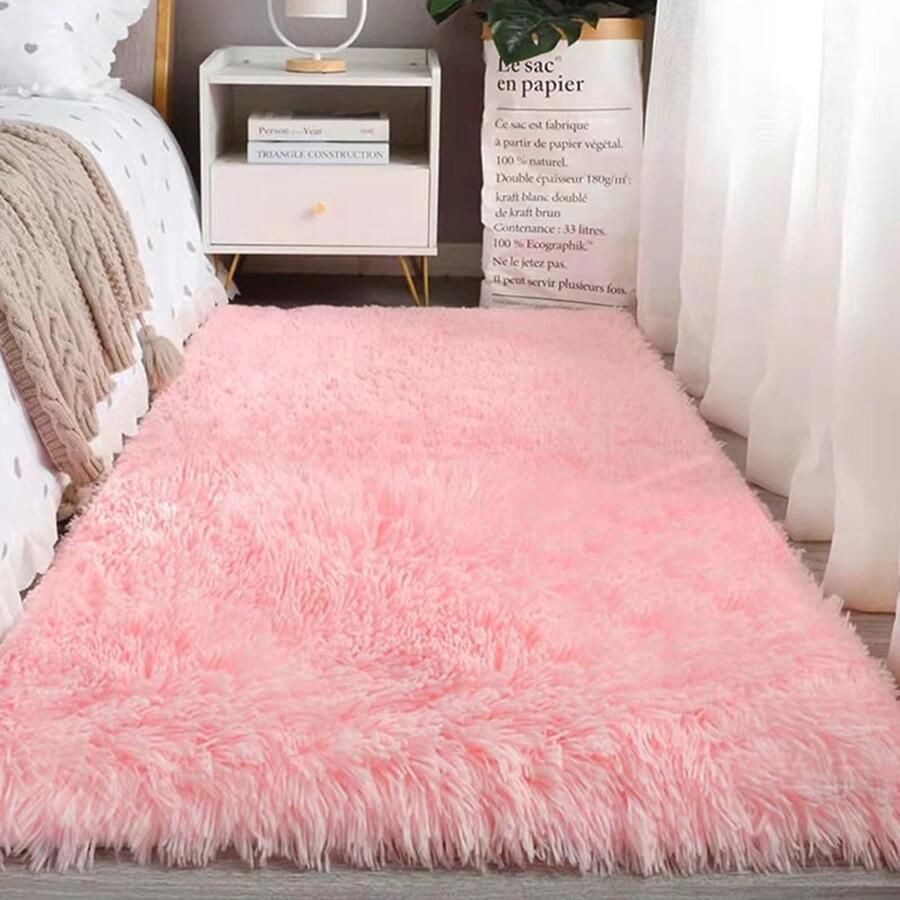 Pluizig Tapijt 120 x 200 cm voor Woonkamer en Slaapkamer Zachte Harige Vloerkleden