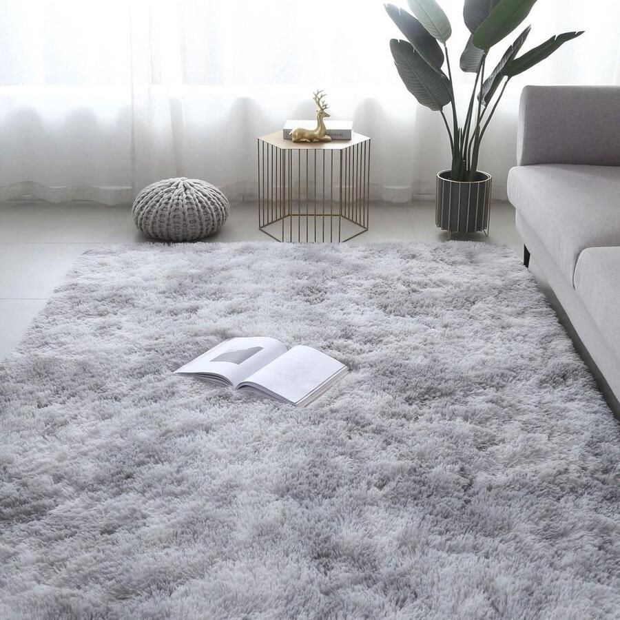80 x 160 cm pluizig tapijt antislip tapijt pluche Shaggy tapijt speelmat grijs Tapijt