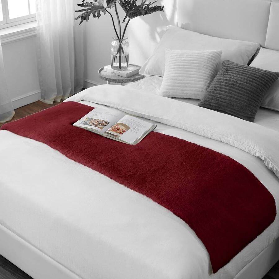 Pluizig Tapijt Imitatiebont 50x150cm Kort Bont Tapijt Voor Woonkamer Of Slaapkamer Rood