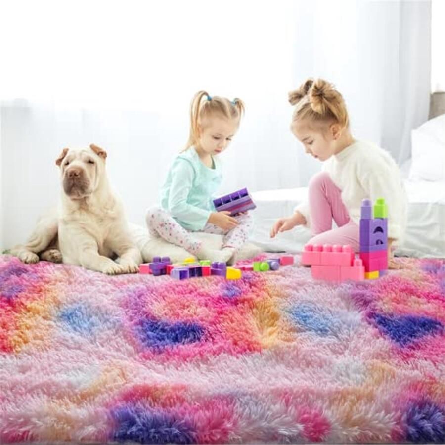 Pluizig tapijt Shaggy langpolig 120 x 160 cm Antislip decoratie voor slaapkamer en woonkamer