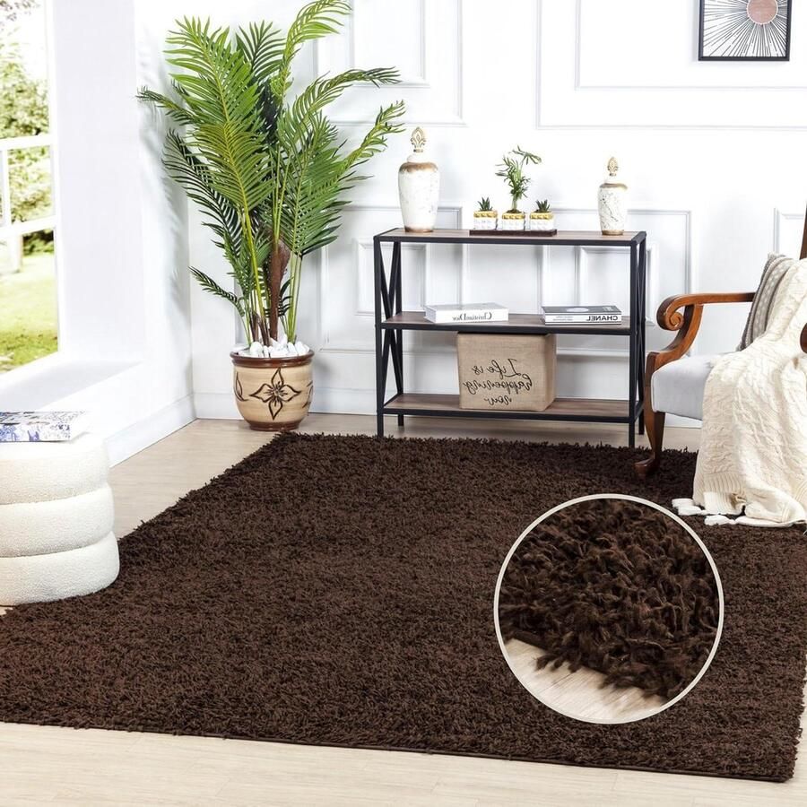 Pluizig tapijt shaggy voor woonkamer slaapkamer abstract langpolig tapijt wit groot tapijt 80 x 150 cm zwart