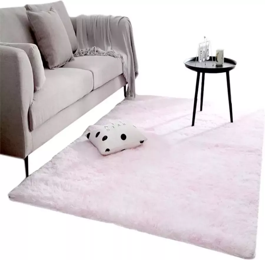 Pluizig tapijt voor woonkamer batik tapijten woonkamer modern met antislip onderkant hoogpolig shaggy hoogpolig tapijt voor kinderkamer slaapkamer hal (roze 80 x 160 cm)