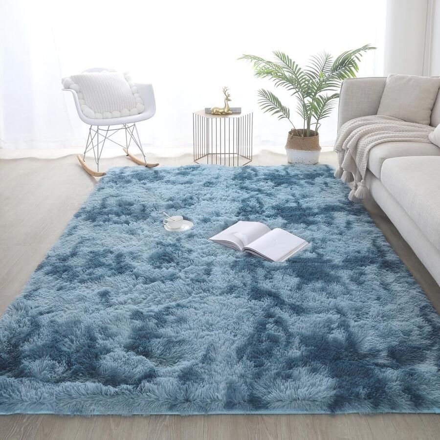 Pluizig Tie-Dye Vloerkleed 120x180 cm Antislip Comfortabel en Modern voor Woon- en Slaapkamer