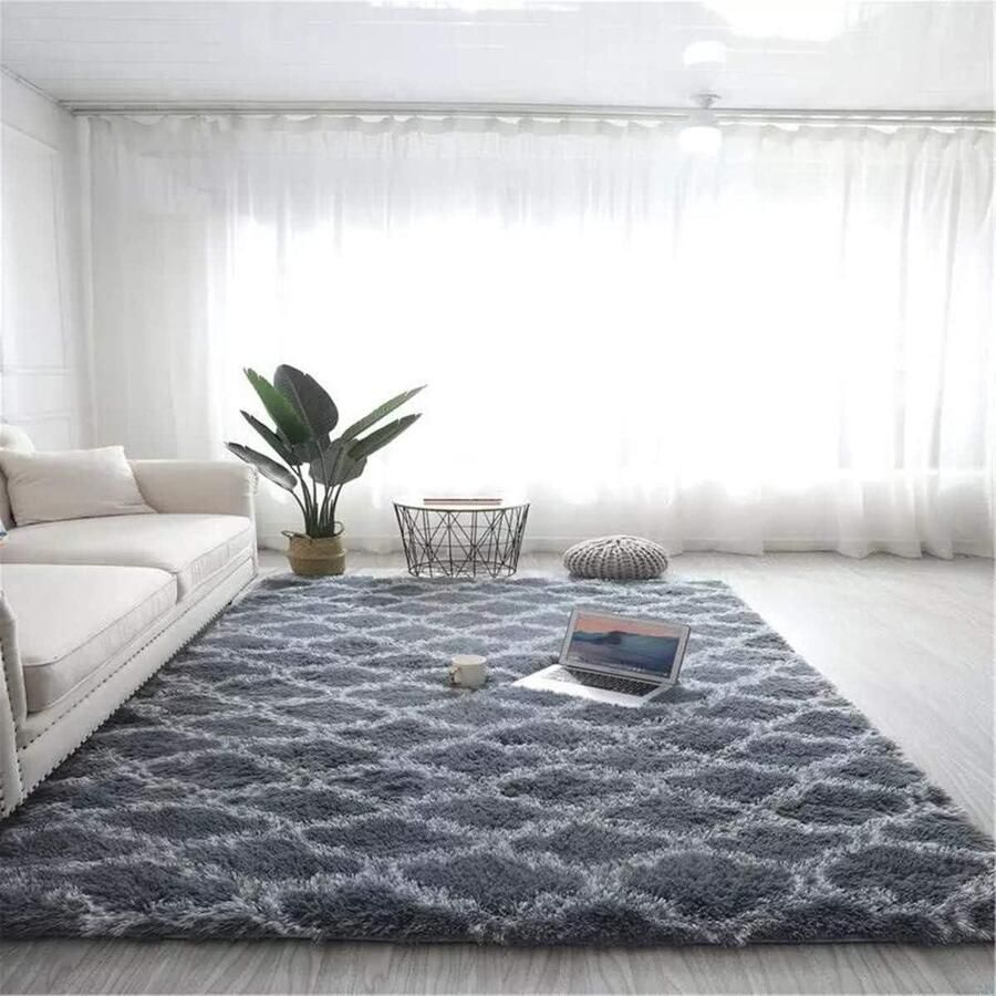 Pluizig Vloerkleed Anti-slip 1 stuk Grijs 80 x 120 cm