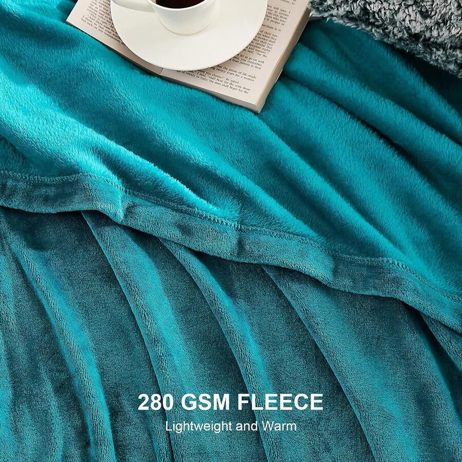 Pluizige Zachte Fleece Deken Teal Warme Deken voor Banken Bedden en Fauteuils Geschikt voor Het Hele Seizoen Reizen Single 130x165cm