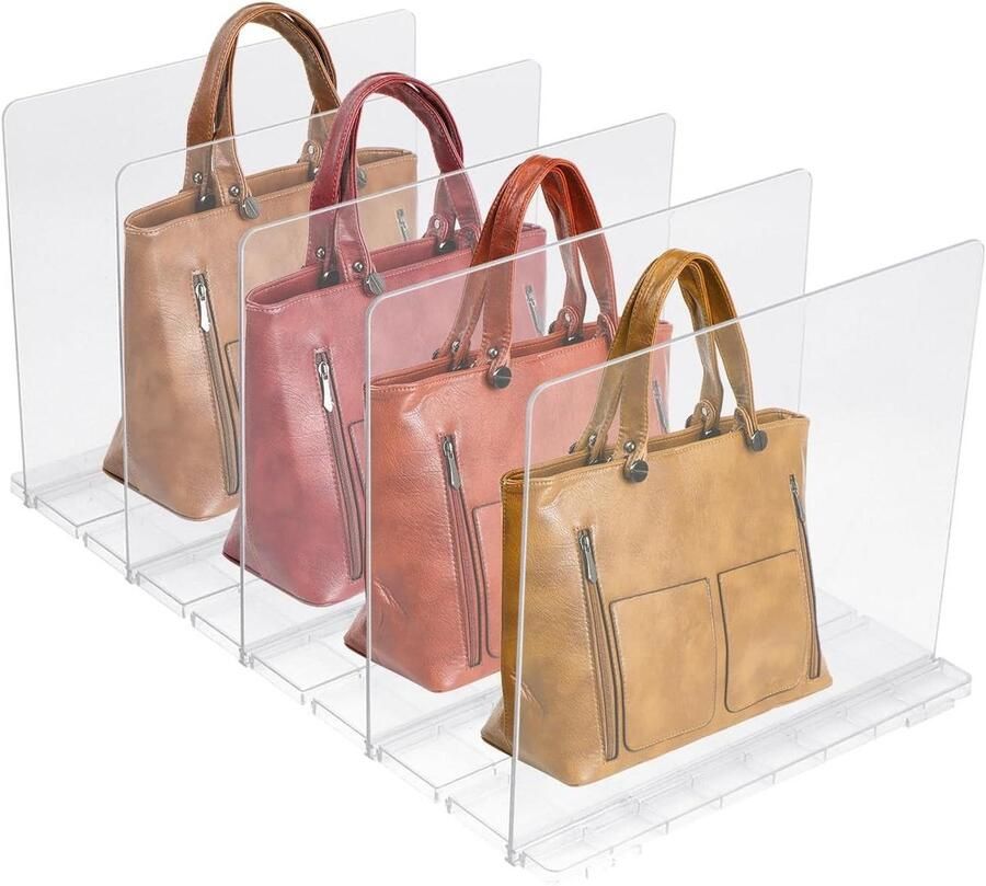 Plus Verstelbare plankverdelers in set van 5 stuks transparante handtas organizer voor kast slaapkamer keukenkast scheiding organizer met 75 karakters