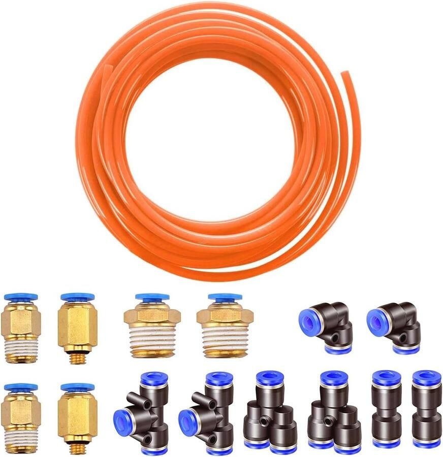 Pneumatische PU Slang 10 Meter Flexibele Persluchtslang met 8 Verbindingsstukken