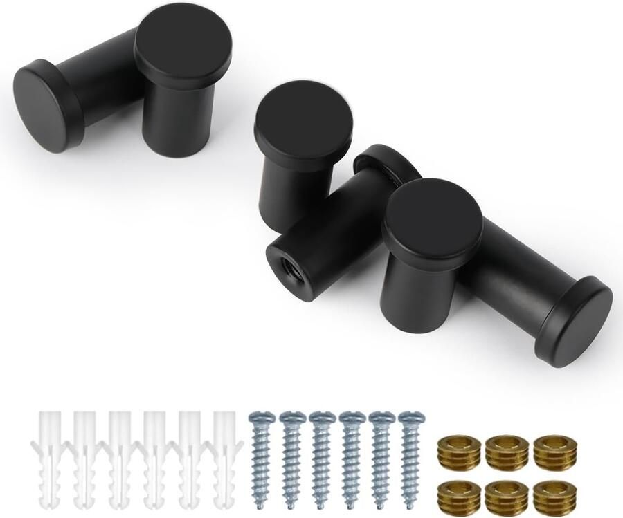 PnxdeobXL 6 stuks kapstokhaken handdoekhaken zwart kapstokhaken wand kapstokhaken zwart kapstokhaken kledingkast haken om te schroeven voor badkamer deur slaapkamer