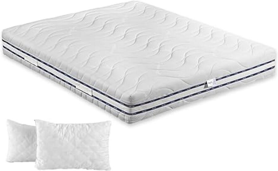 Pocketvering matras 190 x 200 met 7-zone traagschuim semi-stijf en gewatteerde stof voor optimaal herstel