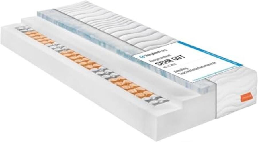 Pocketveringmatras 7-zones met Visco matrasbeschermer 140 x 200 cm Hardheidsgraad 2