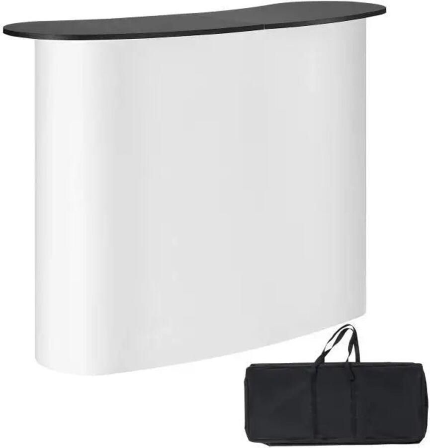 Podium Tafel Toonbank Receptie Opvouwbare Bartafel met Draagtas voor Kantoor Receptie Exhibition Retail Store PVC Board Aluminium Alloy 130 x 46.5 x 95 cm Zwart Wit