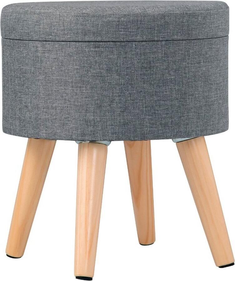 Bolt Edge Poef Lichtgrijs Met Opbergruimte Zitkist Hocker