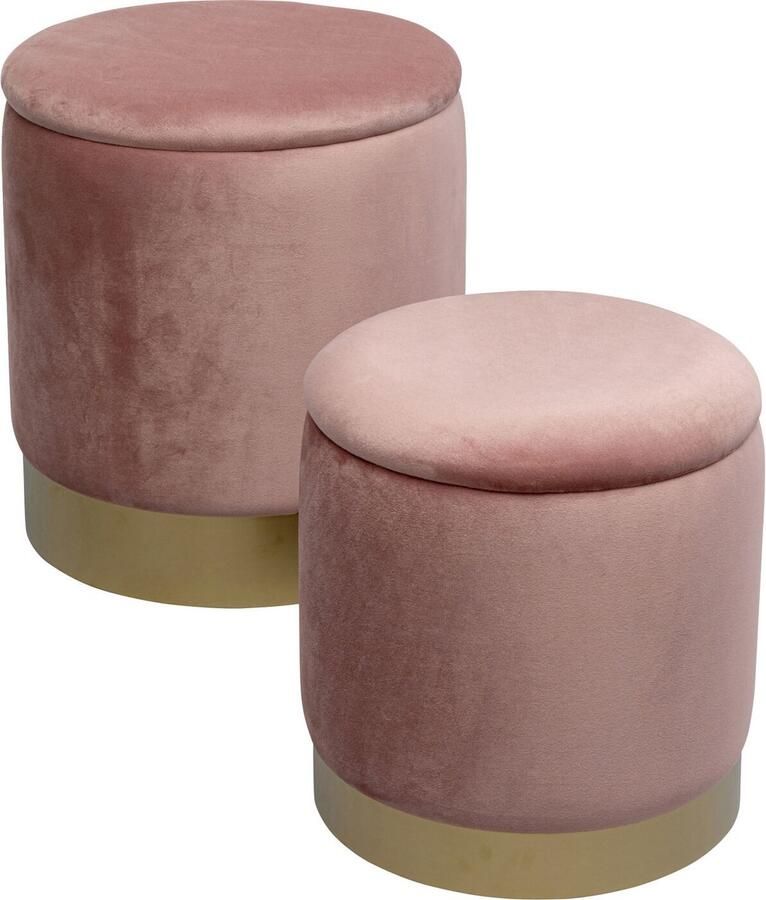 Kare Design Poef koffer Cherry roze messing (2 Set)