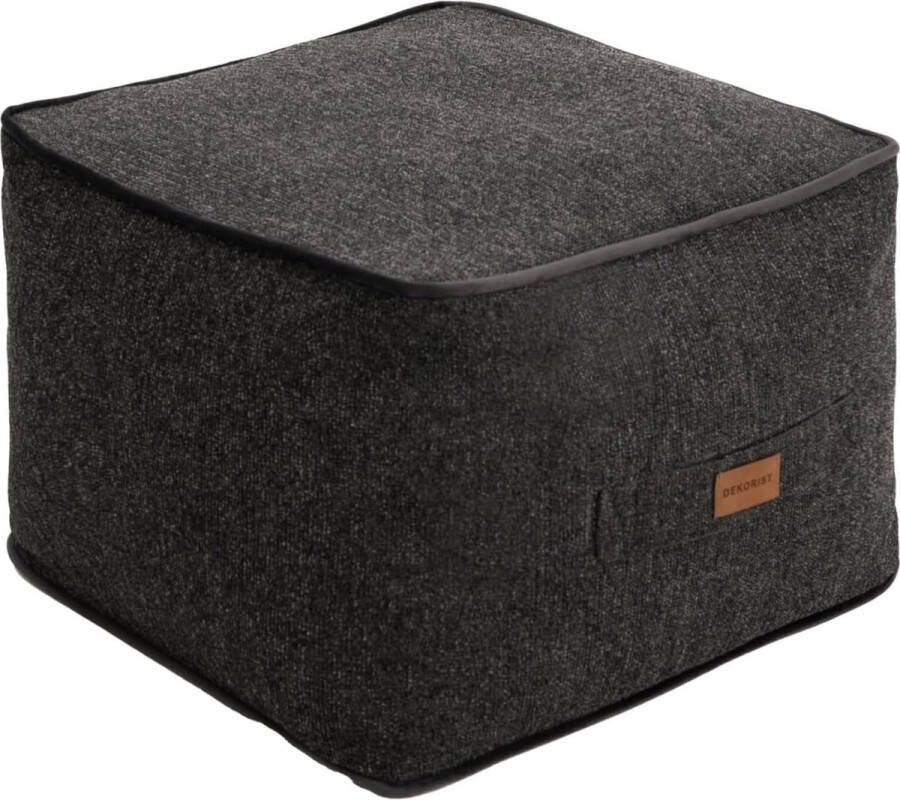 Poef Kruk vierkante zitpoef gedrukte zitkruk unique zitpoef poef kruk voor woonkamer slaapkamer quantum 46 x 46 cm creme