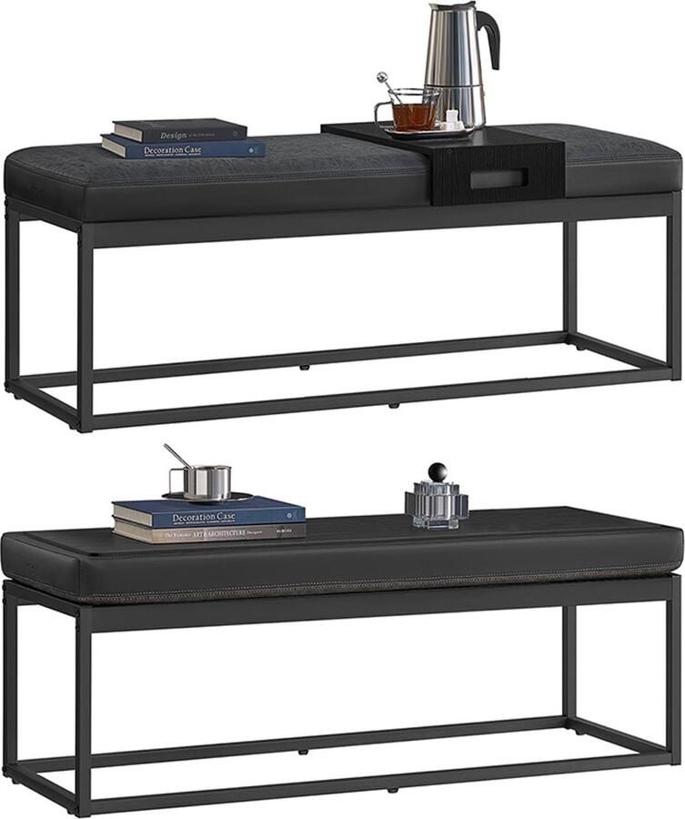 Poef met Draaibaar Deksel Voetensteun Opbergbank Fluweelstof 120cm x 40cm x 45cm