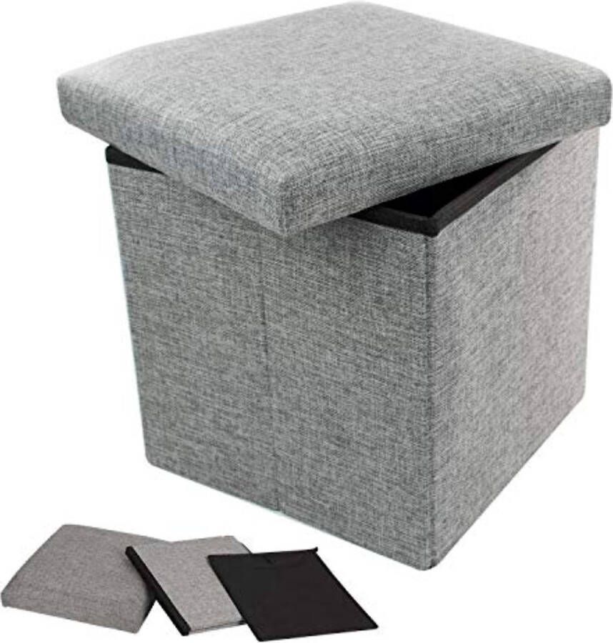 Poef met opbergruimte Modern Poef Grijs 30L x 30B x 30H cm