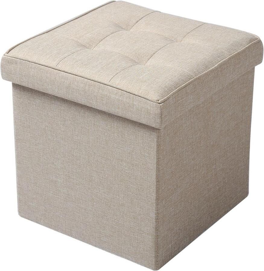 Poef met Opbergruimte Voetsteun Voor Binnen Hocker of Voetenbankje Ergonomisch Ontworpen Poef Ultra Comfortabel & Duurzaam Poef Beige