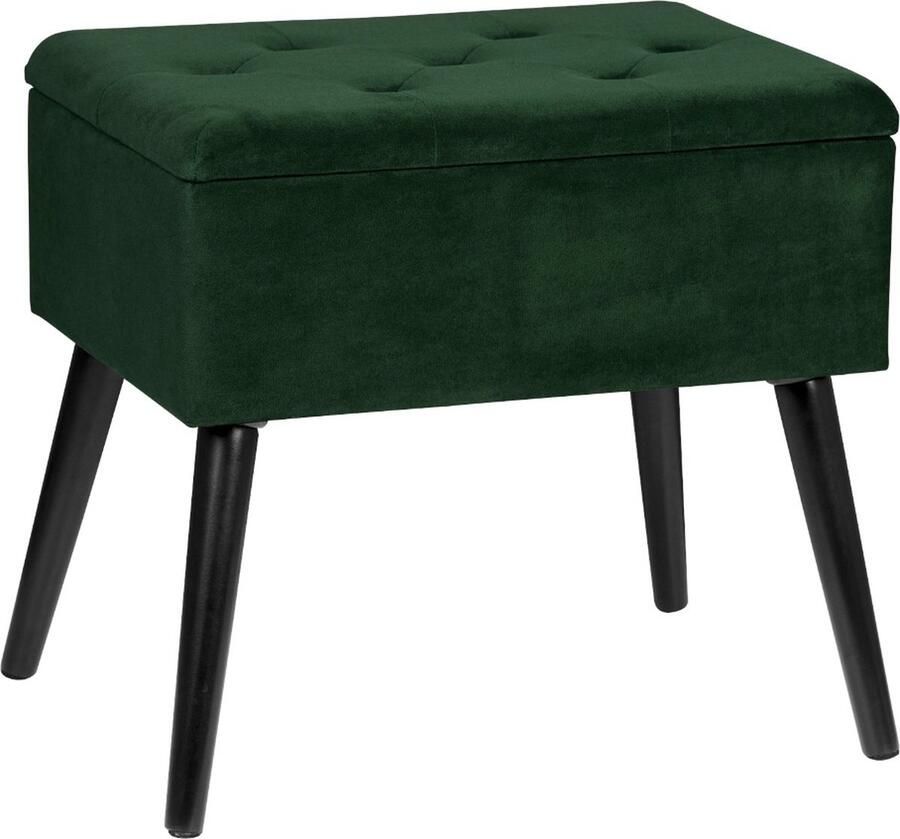 Poef met Opbergruimte Voetsteun Voor Binnen Hocker of Voetenbankje Ergonomisch Ontworpen Poef Ultra Comfortabel & Duurzaam Poef Donkergroen