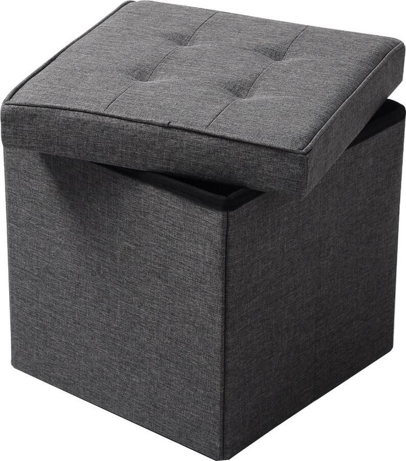 Poef met Opbergruimte Voetsteun Voor Binnen Hocker of Voetenbankje Ergonomisch Ontworpen Poef Ultra Comfortabel & Duurzaam Poef Donkergrijs