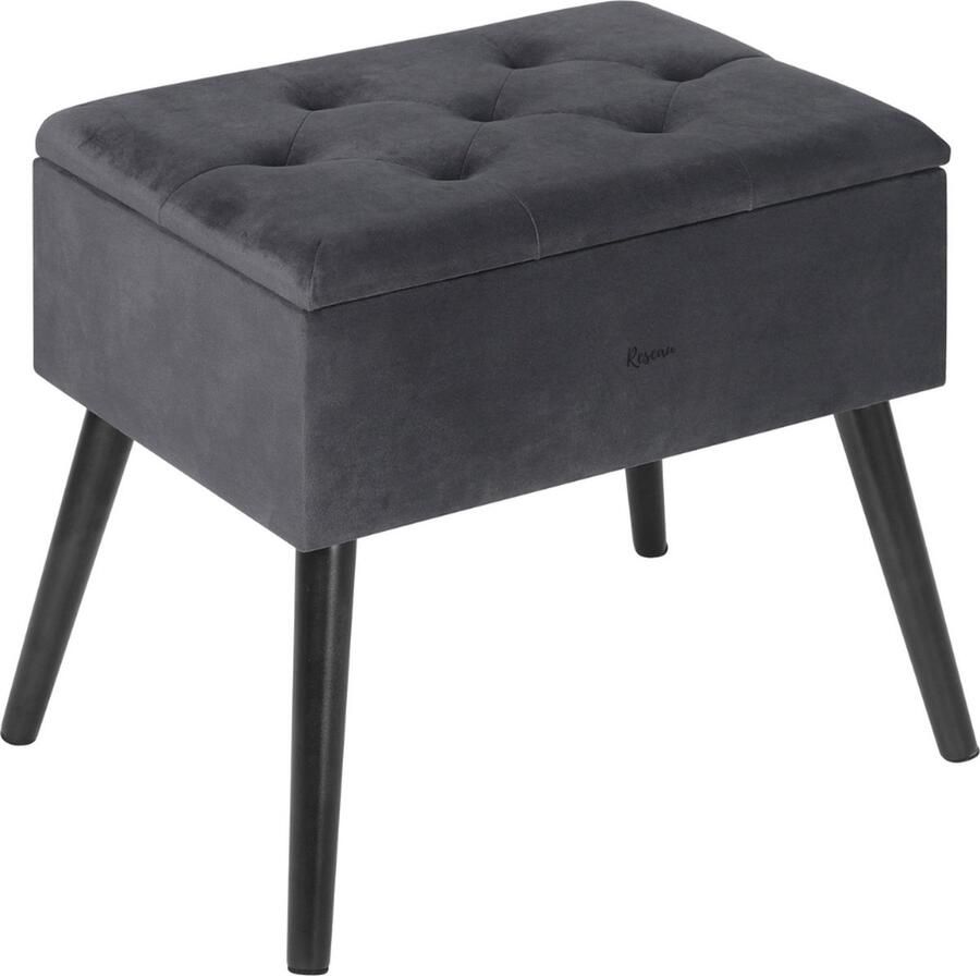 Poef met Opbergruimte Voetsteun Voor Binnen Voetenbankje of Poef Ergonomisch Ontworpen Hocker Ultra Comfortabel & Duurzaam Poef Donkergrijs