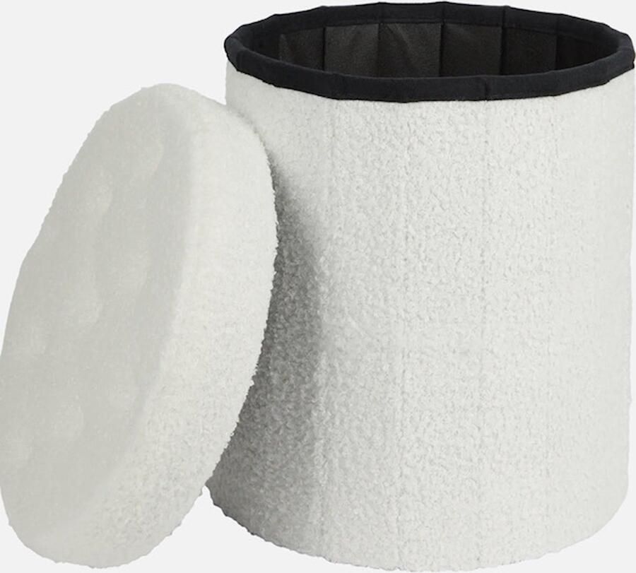 Poef Opbergpoef Opvouwbaar Opberg Ruimte Multi Funtional Luxe Opberg Poef In En Uit Klapbaar Wit Beige