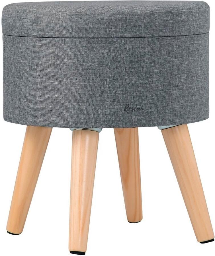 Poef Rond Met Opbergruimte Voetsteun Voor Binnen Voetenbankje of Poef Ergonomisch Ontworpen Hocker Ultra Comfortabel & Duurzaam Poef Grijs