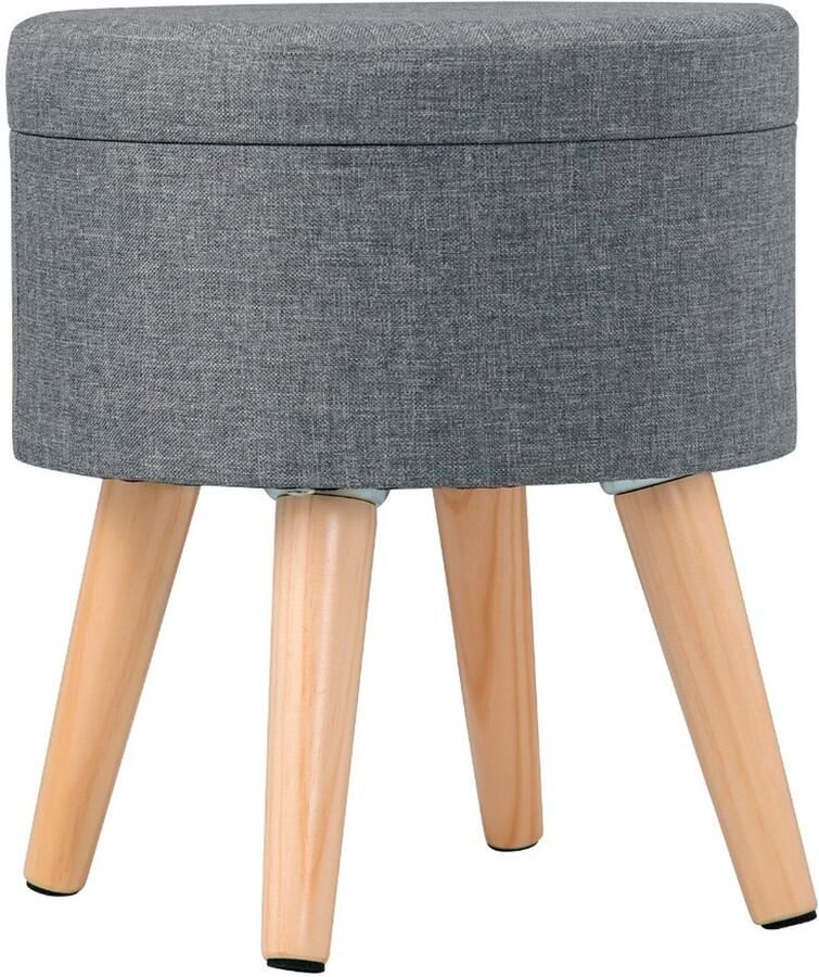 Poef Rond Met Opbergruimte Voetsteun Voor Binnen Voetenbankje of Poef Ergonomisch Ontworpen Hocker Ultra Comfortabel & Duurzaam Poef Lichtgrijs