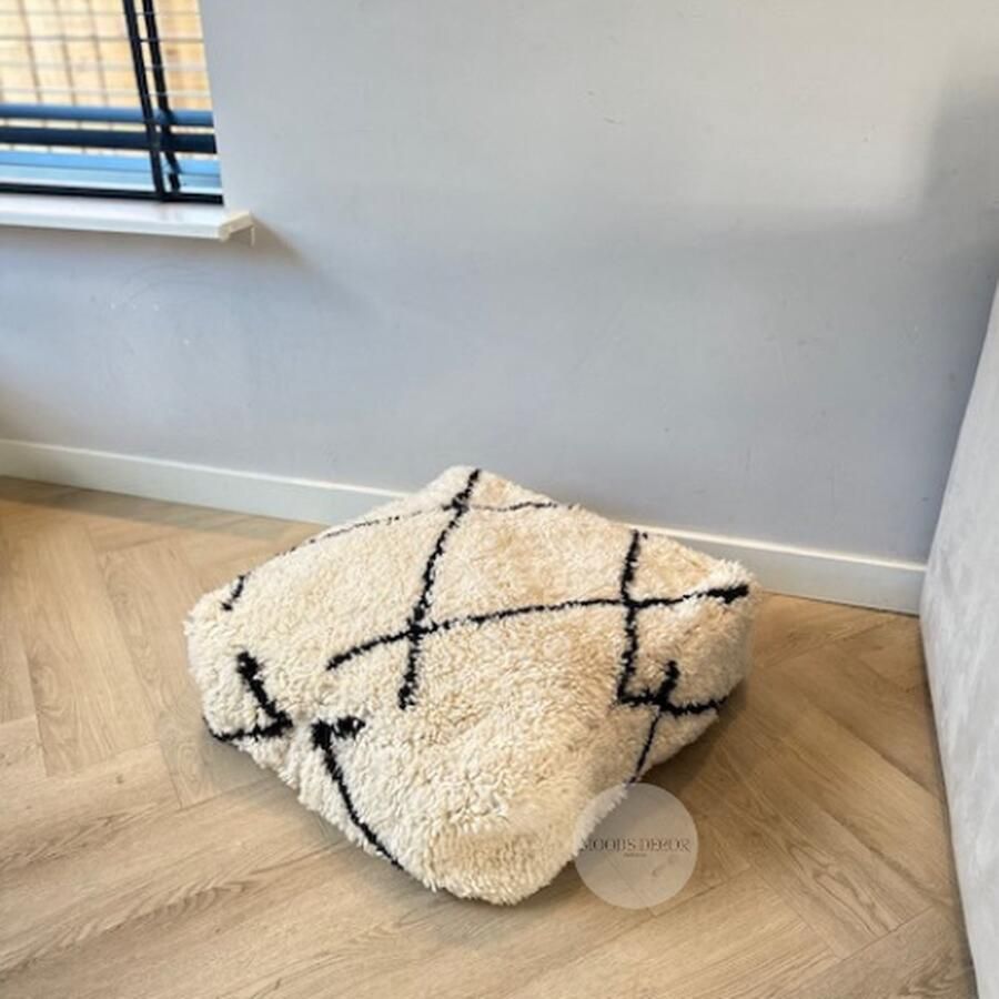 Poef Vloerkussen Stoffen poef 60x60x20cm ongevuld Handgemaakt in Marokko Slaapkamer kinderkamer