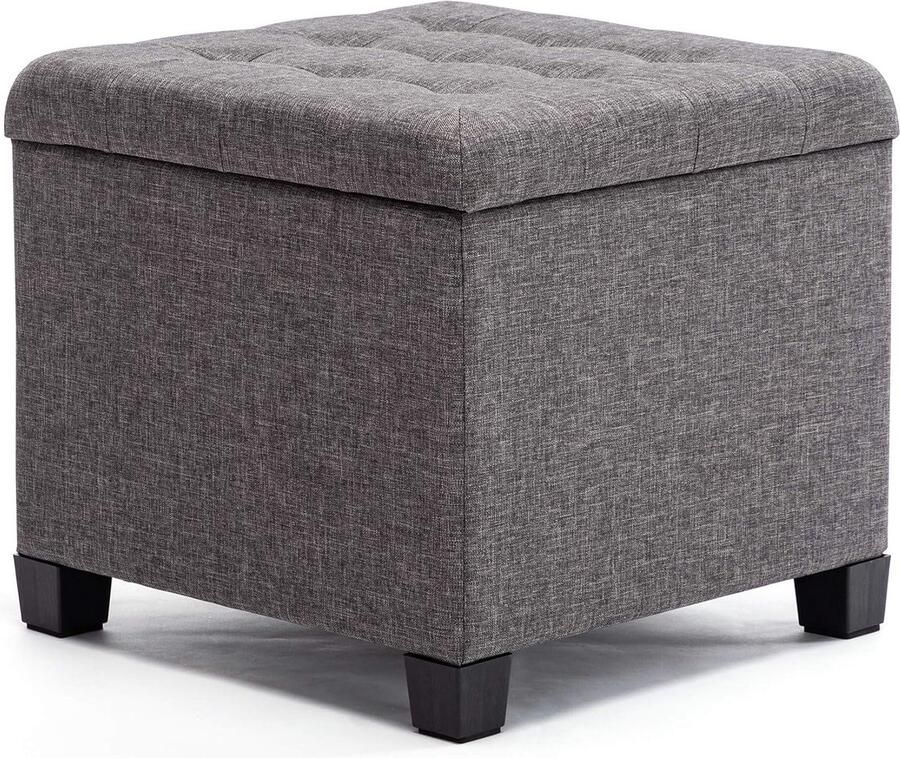 Luvetrex Comfortabele Opbergkruk met Dikke Zitting en Afneembare Deksel voor Woonkamer