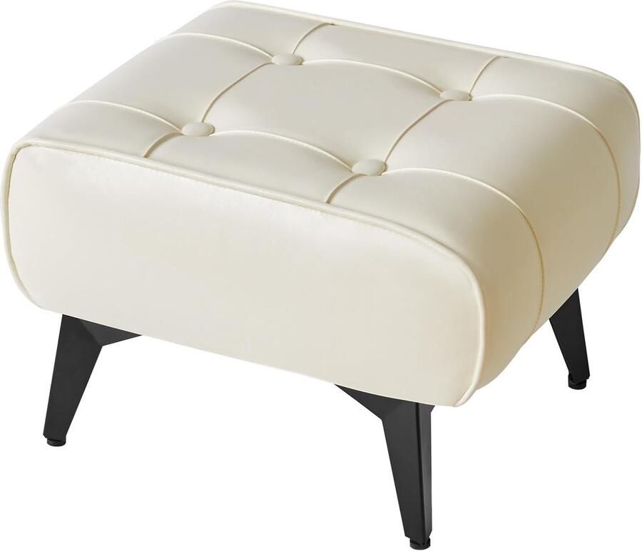 Poef voetenbankkruk moderne gestoffeerde voetensteun vierkante tech stoffen kruk poef bankkruk voor woonkamer slaapkamer 40 x 30 x 26 cm wit