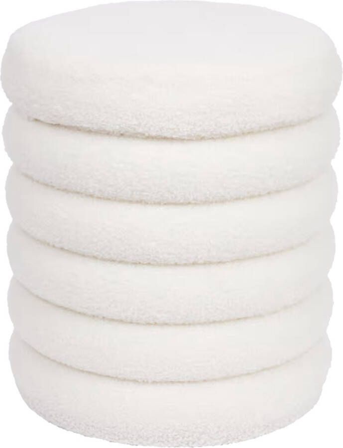 Poef -White Bouclé Teddypoef- 38 x 38 x 42 cm