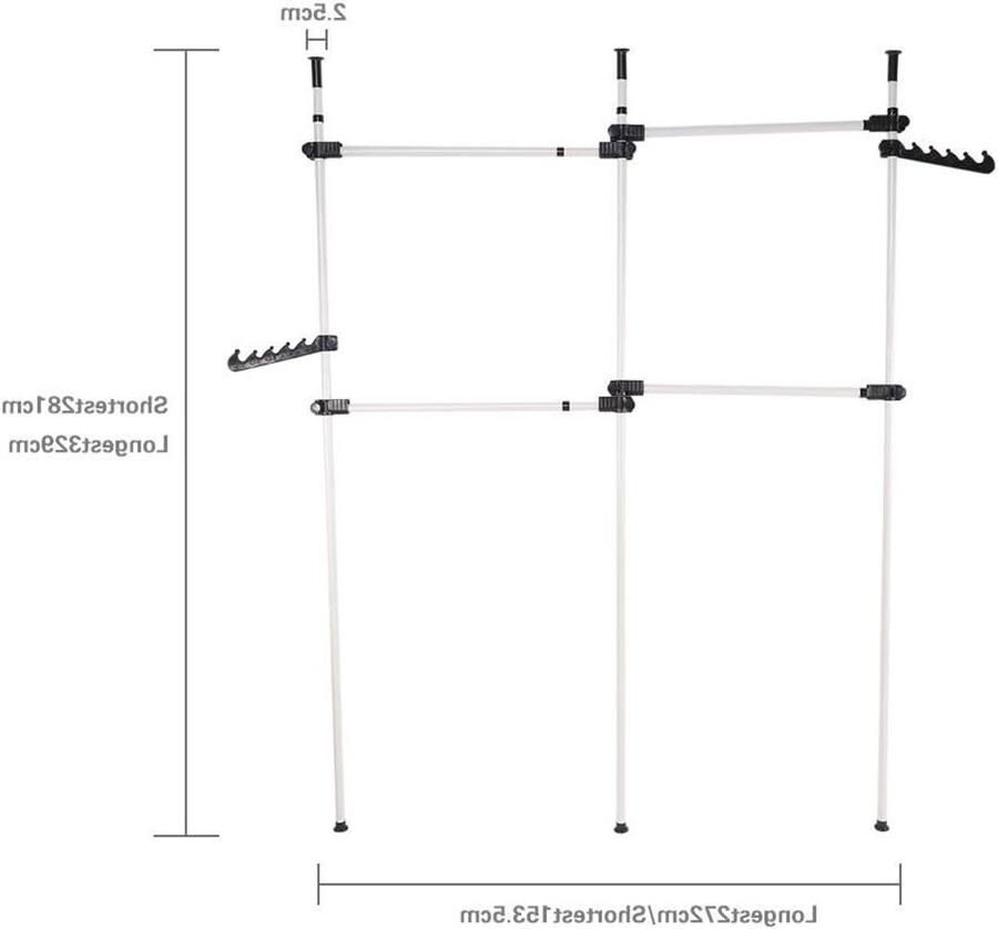 JGS Premium Kledingrek met 4 stangen verstelbaar en stevig eenvoudige kledingkast organizer met haken van PP-materiaal