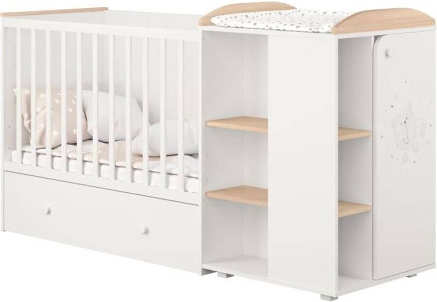 Polini wit naturel Teddy omvormbaar bed van 60x120 cm tot 90x190 cm