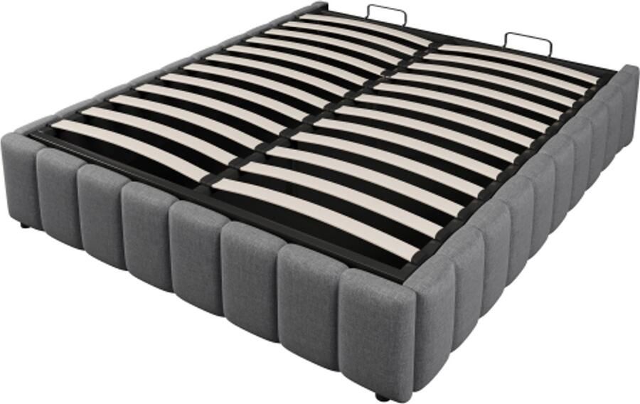 Gotagee Gestoffeerd bed 140x200cm hydraulische ondersteuning zonder hoofdbord zonder matras grijs