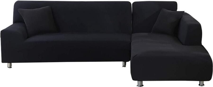 Polyester bankovertrek voor hoekbank rekbaar L-vormige bank 2 kussenslopen grijs hoekbank overtrek