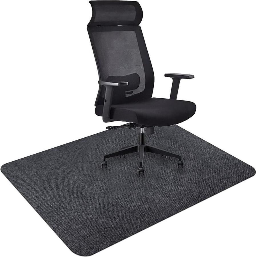 Polyester Bureaustoelmat Donkergrijs 120 x 90 cm Antislip Vloerbeschermer Hardhouten en Tegelvloeren Kantoor Thuis Vloerbeschermer