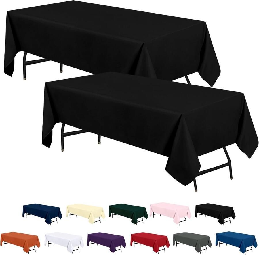 Polyester Tafelkleed Feestelijk 2 Stuks Zwart 152 x 213 cm