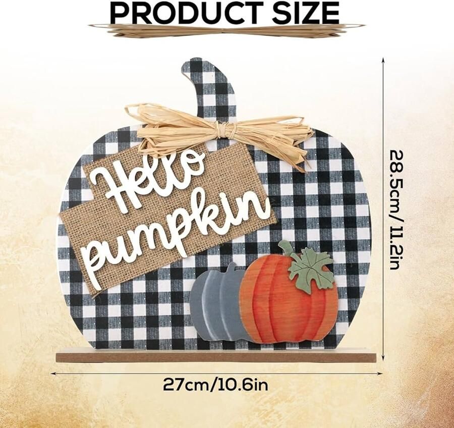 Pompoen Decoratie Houten Tafel Middelpunt voor Herfst 1 stuk