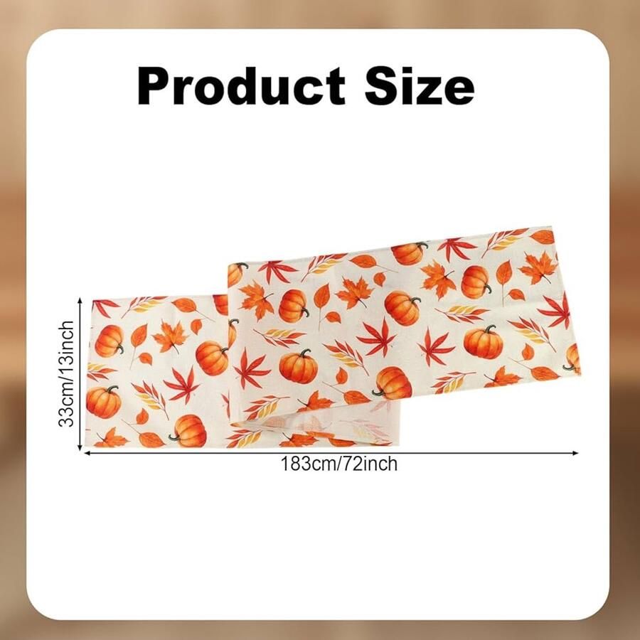 Pompoen Tafelloper Levendig Herfst Tafelkleed 1 stuk Oranje Vlas 33x183cm