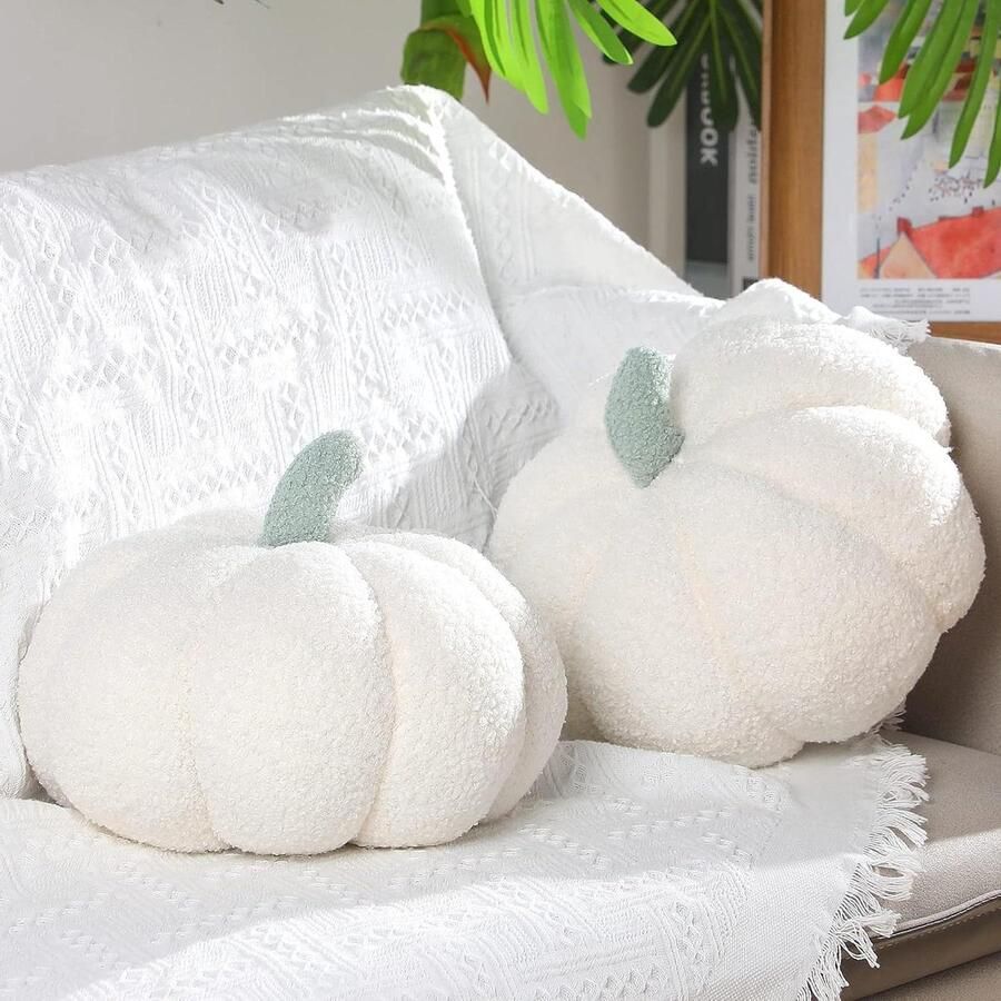 Pompoenkussen Thanksgiving-kussen 2 stuks 11 x 95 inch 3D pompoenkussen Pompoenbank sierkussen Woondecoratie Auto slaapkamer bank woonkamer Wit