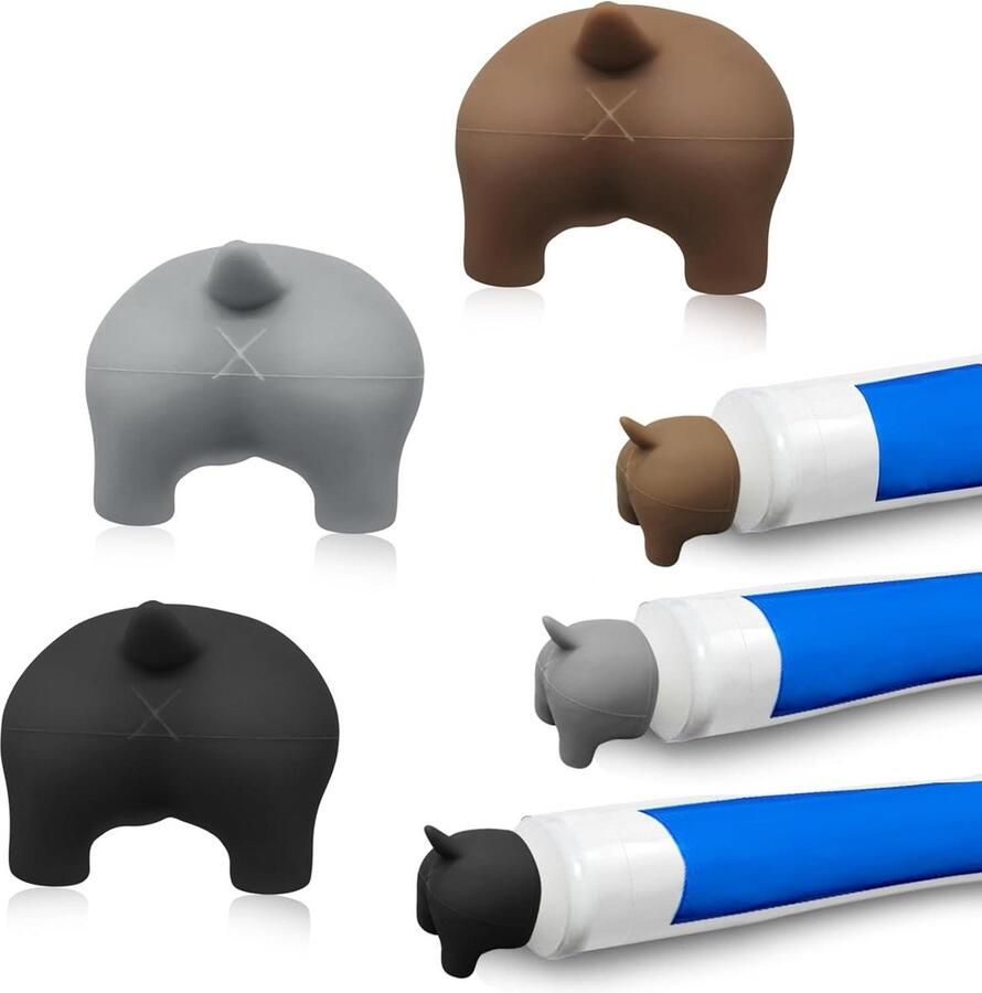 Pooping Dog Butt Toothpaste Topper Silicone Dispenser with Funny Squeeze Head 3pcs