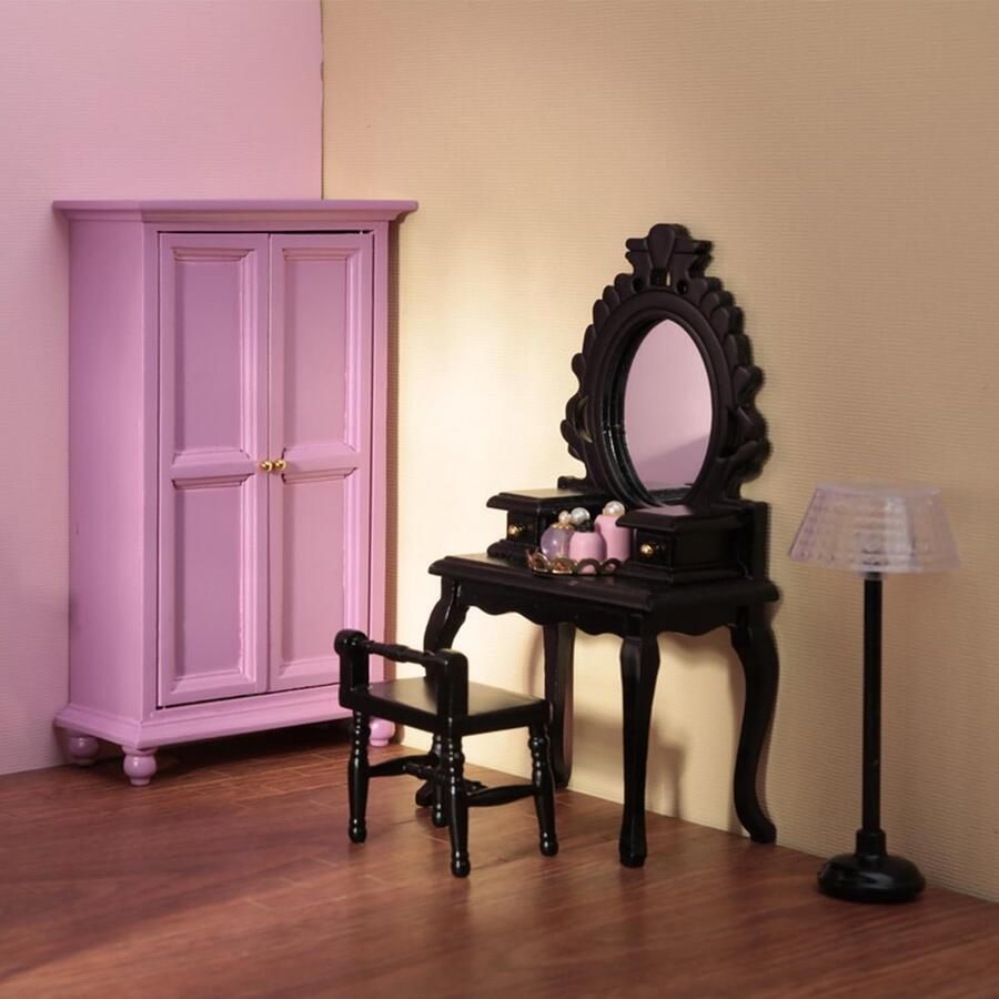 Poppenhuis Commode en Garderobeset Creatief Design 1 stuk Hout