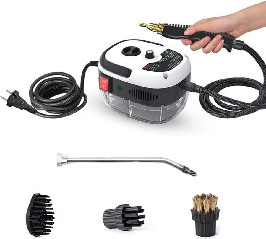 Portable Hand Steam Cleaner 2500W High Pressure Cleaner with Brush Heads for Kitchen Furniture Bathroom Car by Andoer meubelreiniger