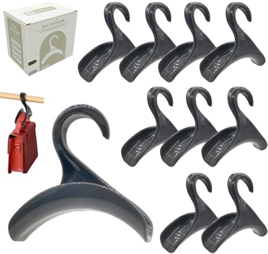 Portemonnee Hanger voor Kast – Grijze Rugzak Hanger Haak voor Organizer Opslag (10 Pack)